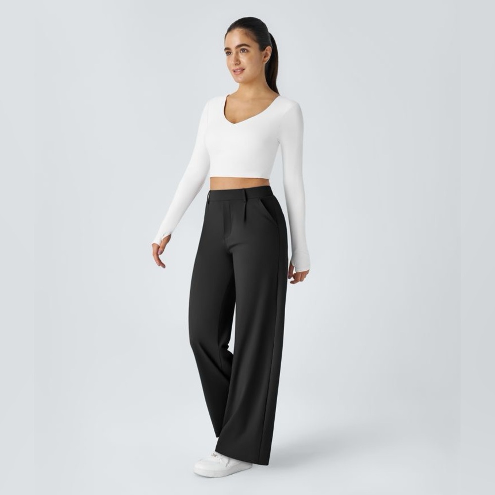 NEW Halara Flex DayStretch High Waisted Pocket Straight Leg Stretch Work Pants s